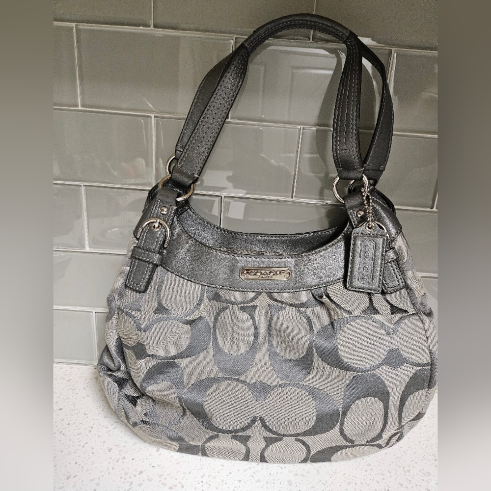 Coach DARK Gray and Light Gray Signature Tote Bag